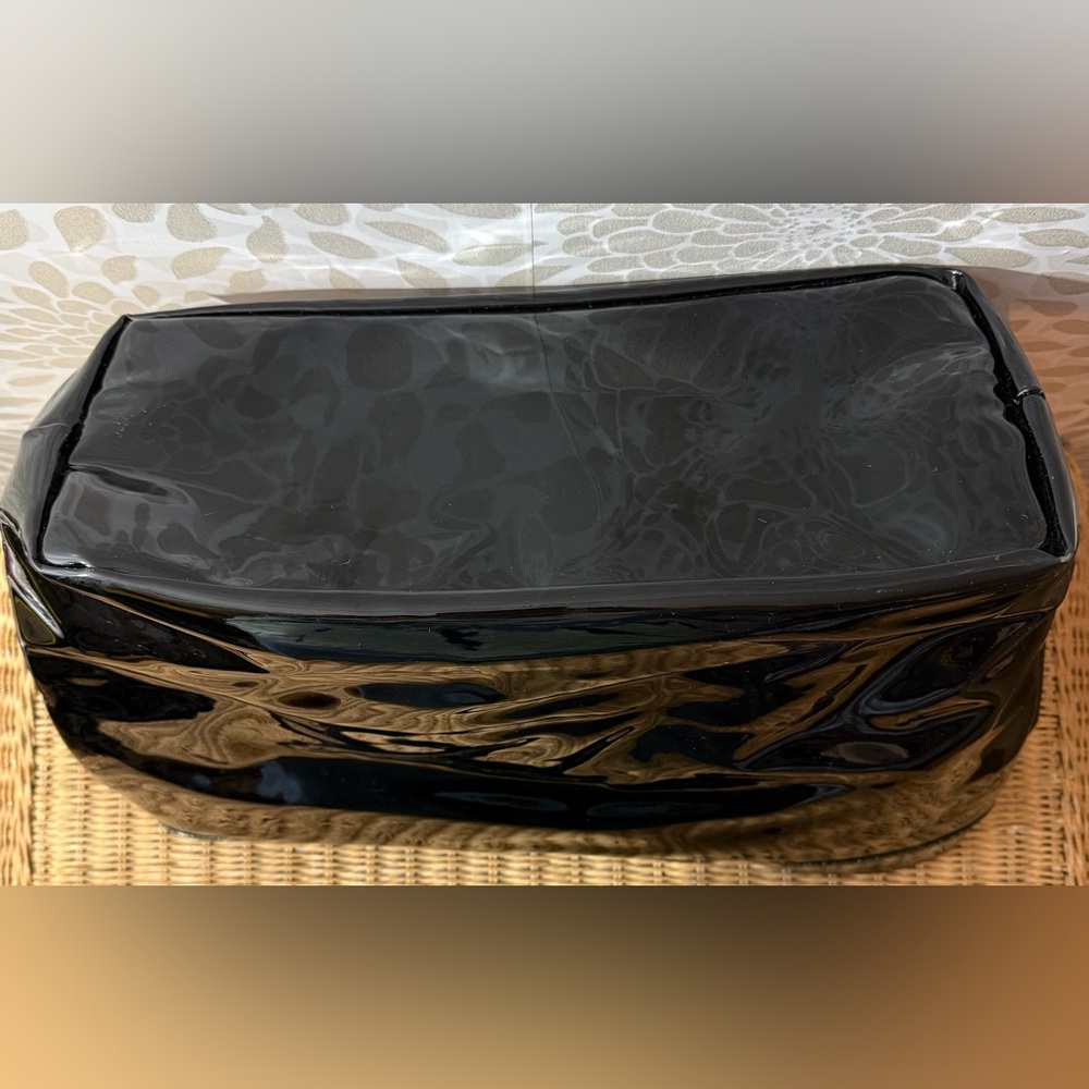 Jimmy Choo Parfums Black Shiny Glossy Patent Glitter Trimmed Tote Bag - Picture 8 of 12